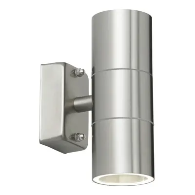 IP44 Outdoor Accent Lamp Stainless Steel Up & Down External Wall Light 2x GU10