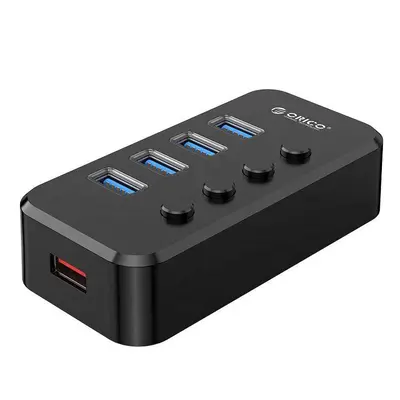 4 in 24W USB3.0 HUB Independent CC1.2 Protocal Power Supply Independent Switch HUB Computer One 