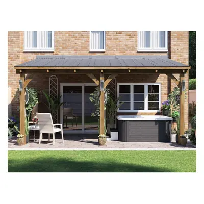 Dunster House Lean To Gazebo Wooden Canopy Kit 5m x 3m Patio Garden Shelter Leviathan