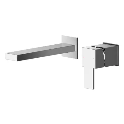 Contemporary Square Wall Mount Tap Hole Basin Mixer Tap - Chrome