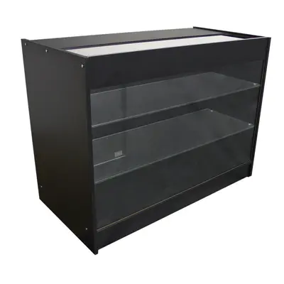 Retail Glass Shelf Product Display Counter Showcase Lockable Cabinet Black K1200