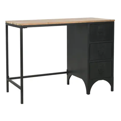 vidaXL Solid Firwood and Steel Single Pedestal Desk 100x50x76cm Writing Table