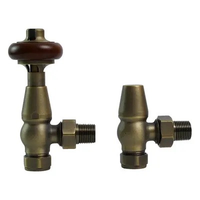 (Polished Antique Brass) Traditional Antique Design TRV Thermostatic Brass Angled Radiator Valve