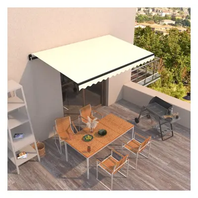 vidaXL Manual Retractable Awning 450x350 cm Cream Outdoor Garden Patio Shade