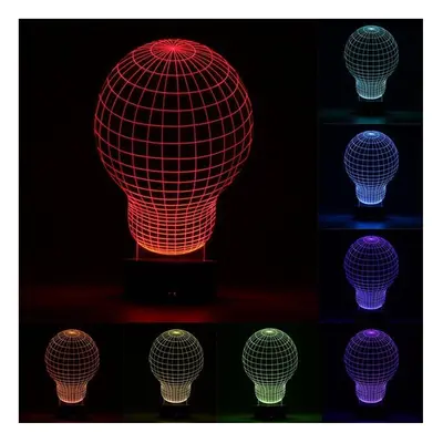 (Bulb) 3D Color Changing LED Desk Table Lamp Remote Acrylic USB Night Light Christmas Gift