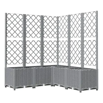 (light grey, x x cm) vidaXL Garden Planter with Trellis PP Outdoor Raised Bed Flower Pot Planter