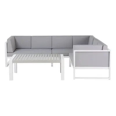 Garden Corner Sofa with Table Seater CASTELLA Left Hand Metal Grey