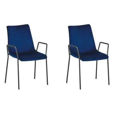 Set of Dining Chairs JEFFERSON Velvet Dark Blue