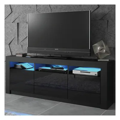 TV Unit 160cm LED Creative Furniture - Black Gloss Doors