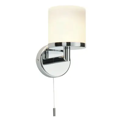 IP44 Bathroom Wall Light Chrome & Diffused Glass Modern Round Fitting Lamp