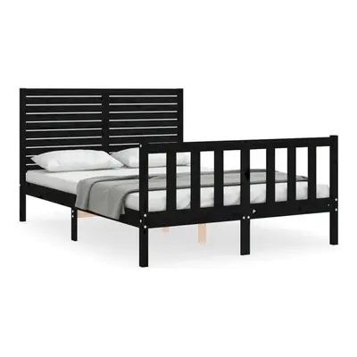 (black, x cm) vidaXL Bed Frame Platform Bed with Headboard White Small Double Solid Wood