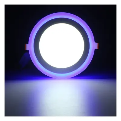 (cool white+blue) 12W RGB Dual Color LED Recessed Ceiling Round Panel Down Light Lamp AC85-265V