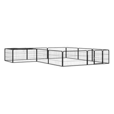 (300 x x cm) vidaXL Dog Playpen Panels Black Powder-coated Steel Dog Kennel Multi Sizes