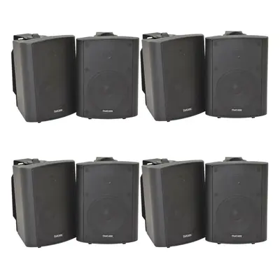 8x 90W Black Wall Mounted Stereo Speakers 5.25" 8Ohm Quality Home Audio Music