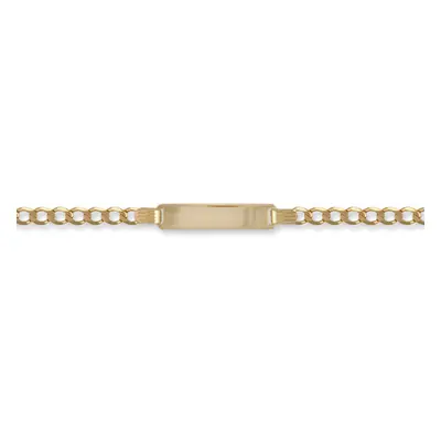 (6.5) Jewelco London Unisex Solid 9ct Yellow Gold Curb Link 3.2mm Gauge Identity ID Bracelet