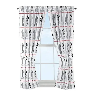 Disney Mickey Mouse Jersey White Piece 63" Curtain/Drapes Set (2 Panels, Tiebacks)