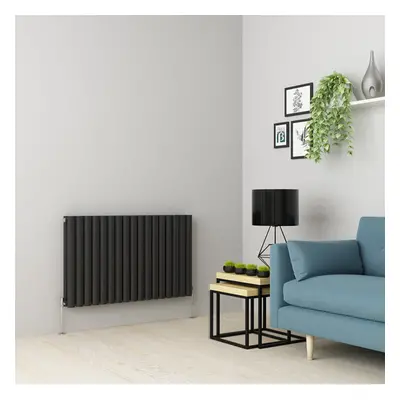 (600 x 1004mm Double, Anthracite) Oval Tube Designer Radiator