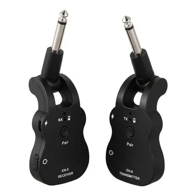 (Black) Wireless Audio Transmitter Receiver System Pick Up for Electric Guitar Bass Violin