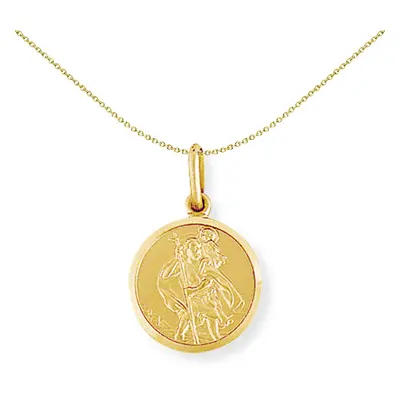 Jewelco London 9ct Yellow Gold Round St. Christopher Medallion Charm Pendant - 14x21mm - SCNR020