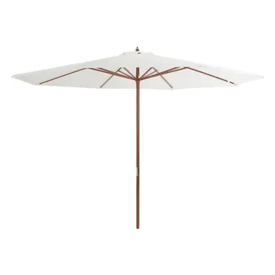 Outdoor Parasol with Wooden Pole cm Sand White