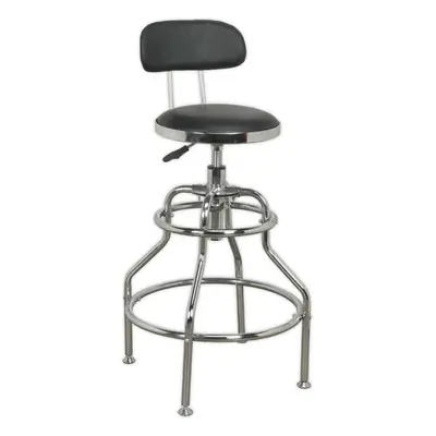 Heavy-Duty Pneumatic Workshop Stool - Adjustable Height Seat & Back Rest Chair