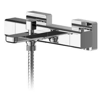 Square Wall Mount Thermostatic Bath Shower Mixer Bar Valve Tap - Chrome