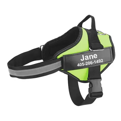 (Green) Personalized Dog Harness Reflective Adjustable Pet Vest