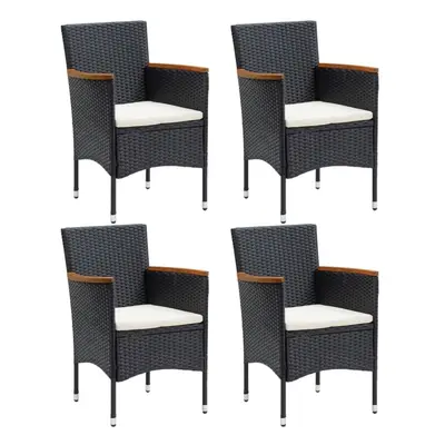 vidaXL 4x Garden Dining Chairs Poly Rattan Black Outdoor Patio Dining Armchair