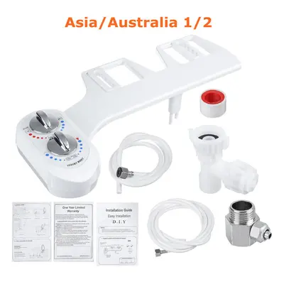 (Asia/Australia 1/2) Toilet Seat Attachment Water Spray Non-electric Cold/Hot Adjustable Dual No