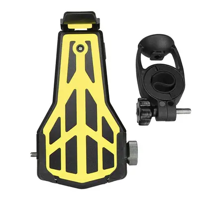 (Yellow) Motorcycle Bike Phone Holder Handlebar Universal Adjustable Clip