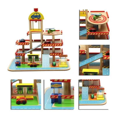 Assembling Simulation Large Stereo Three Layer Wooden Car Parking Lot Track Set For Kids Toys Gi