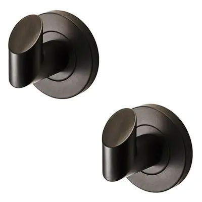 2x Single Bathroom Robe Hook on Concealed Fix Rose 44.5mm Proj Matt Black