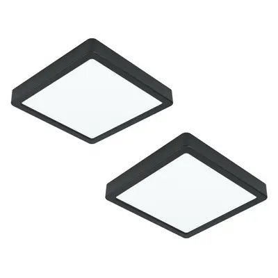 2 PACK Wall / Ceiling Light Black 210mm Square Surface Mounted 16.5W LED 4000K