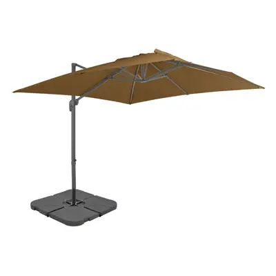 vidaXL Outdoor Umbrella with Portable Base Taupe Garden Patio Parasol Sunshade