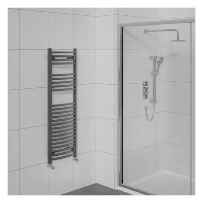 WarmeHaus Curved Bathroom Heated Towel Rail Warmer Radiator Central Heating Anthracite - 1200x45