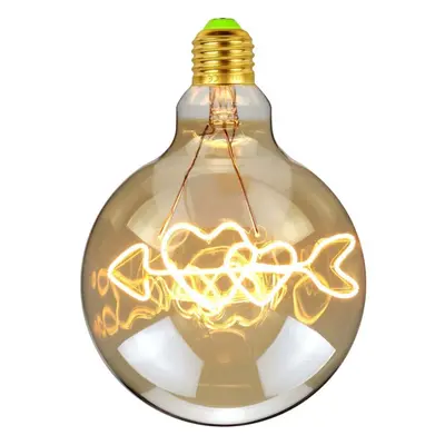 (220-240V) 4W E27 2300K LED Incandescent Light Bulb Amber Glass One Arrow Through Two Hearts Fil