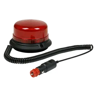 12V / 24V LED Rotating Red Beacon Light & Magnetic Base Mount - Warning Lamp