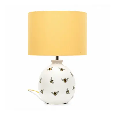 Modern Bumble Bee Ceramic Table Lamp with Yellow Fabric Shade Light