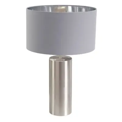 ValueLights Lexy Grey Chrome Shade with Chrome Dimmer Touch Table Lamp