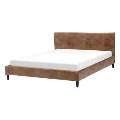 Bed Faux Leather FITOU x cm (EU King Size) Brown