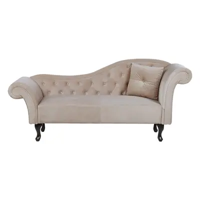 Right Hand Chaise Lounge Velvet Beige LATTES