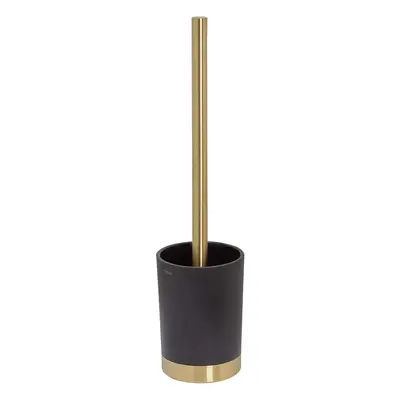 Tiger Tune Toilet Brush and Holder, Freestanding, Brass Brushed,Black, 9.1 x 37.9 x 9.1 cm