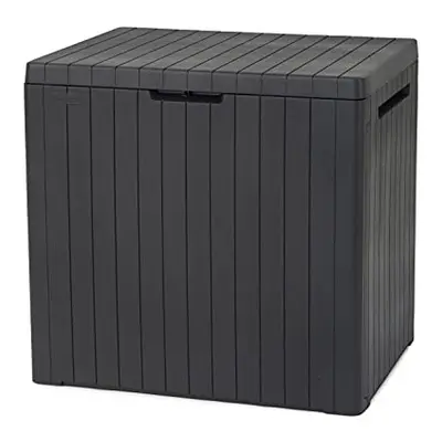 Keter City 113L Outdoor 96% recycled Small Balcony Garden Furniture Storage Box Grey Wood Panel 