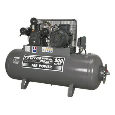 200 Litre Belt Drive Air Compressor - Phase 5.5hp Motor - Triple Cylinder Pump