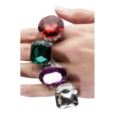 Ring With Faux Stone - smiffys ring 80s large jewelled x 70s fancy dress adjustable gem pimp rap