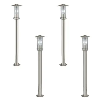 4 PACK IP44 Outdoor Bollard Light Stainless Steel 1000mm 60W E27 Driveway Post