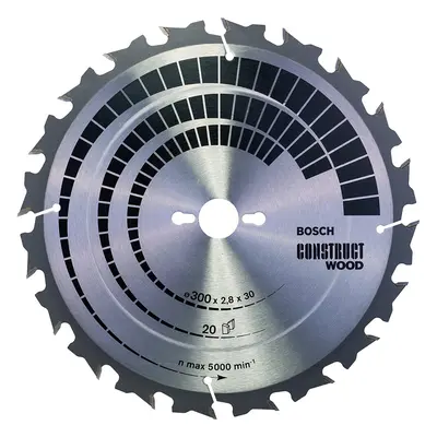 Bosch Wood Construct Circular Saw Blade, 300mm x 3.2mm x 20mm, Teeth, Silver