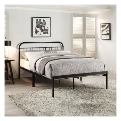 (Double 135x190cm, No Mattress) ALDBURY MODERN TRADITIONAL BLACK METAL BED FRAME