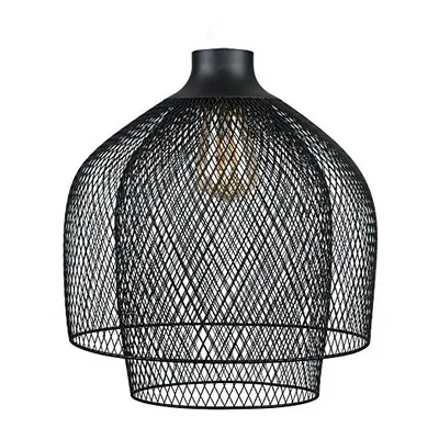 Retro Matt Black Mesh Design Tier Ceiling Pendant Light Shade