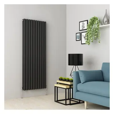 (1600 x 591mm Double, Anthracite) Oval Tube Designer Radiator